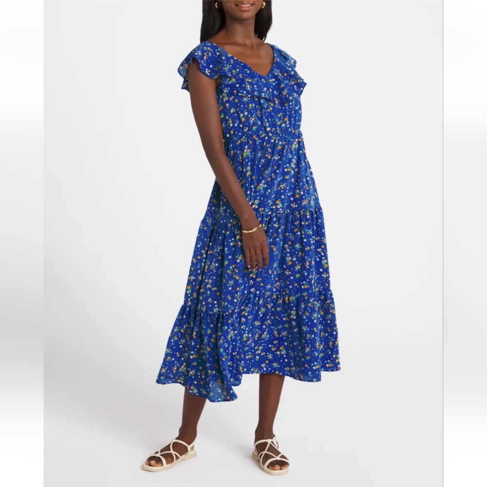 NWT Stitch Fix Blue Dizzy Lizzy Ruffle Maxi Dress